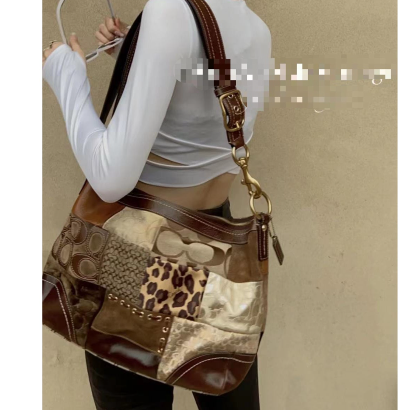 Coach Rare Patchwork Shoulder Bag Tote Handbag F12842